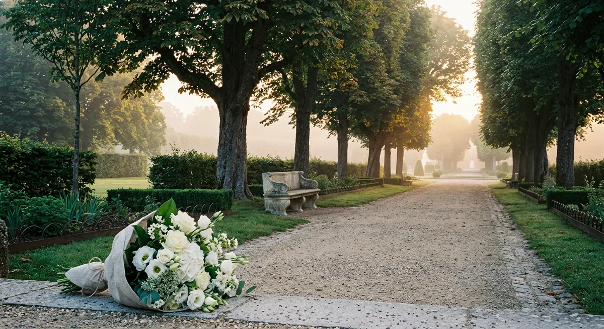 Allée paisible d'un parc au petit matin