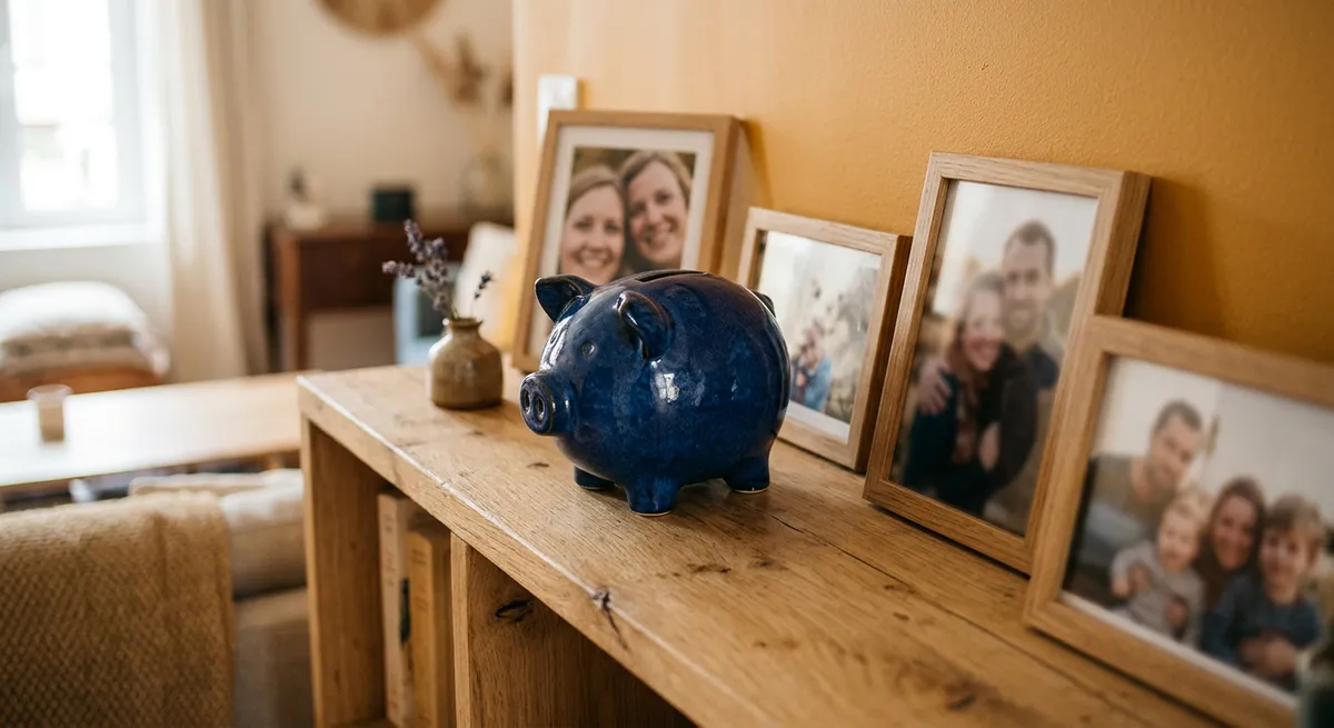 Épargne et souvenirs de famille dans un intérieur chaleureux