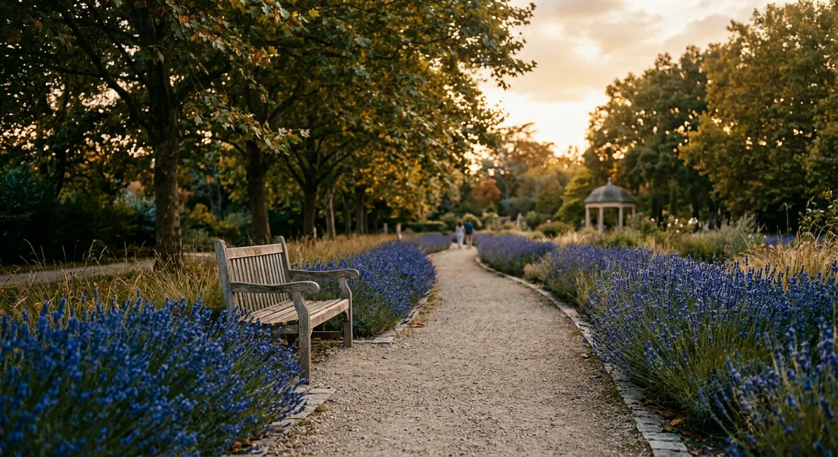 Allée paisible d'un parc arboré